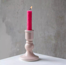 Load image into Gallery viewer, Ceramic Blush Pink Candle Holder - Crackle Glaze