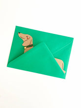 Load image into Gallery viewer, Standing Dachshund Sausage Dog Shaped Greeting Card