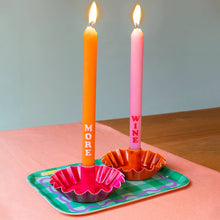 Load image into Gallery viewer, Scalloped Pink Metal Candlestick Holder