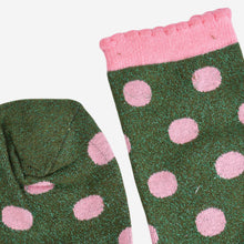 Load image into Gallery viewer, Women's Glitter Socks - Khaki/Light Pink, Medium Polka Dots