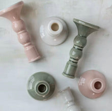 Load image into Gallery viewer, Ceramic Blush Pink Candle Holder - Crackle Glaze