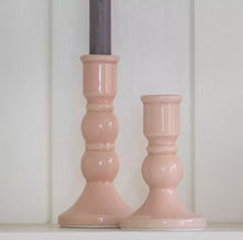 Load image into Gallery viewer, Ceramic Blush Pink Candle Holder - Crackle Glaze