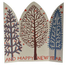 Load image into Gallery viewer, Very Merry Christmas Winter Trees Triptych Card - Cambridge Imprint