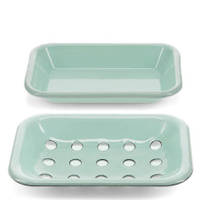 Load image into Gallery viewer, Two-Part Enamel Soap Dish - Green