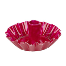 Load image into Gallery viewer, Scalloped Pink Metal Candlestick Holder