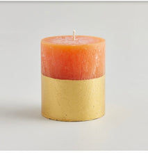 Load image into Gallery viewer, St. Eval - Gold Dipped Pillar Candle - Orange & Cinnamon