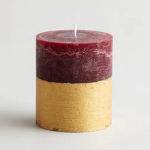 Load image into Gallery viewer, St. Eval - Gold Dipped Pillar Candle - Figgy Pudding