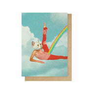 Kitty Rainbow Workout Greetings Card