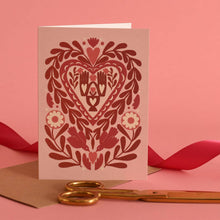 Load image into Gallery viewer, Paper Cut Heart -  Folk, Love Card
