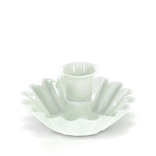 Load image into Gallery viewer, Enamel Cupped Flower Candle Holder - Light Grey

