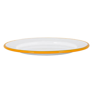 Argon Tableware White Enamel Side Plate - 20cm - Yellow