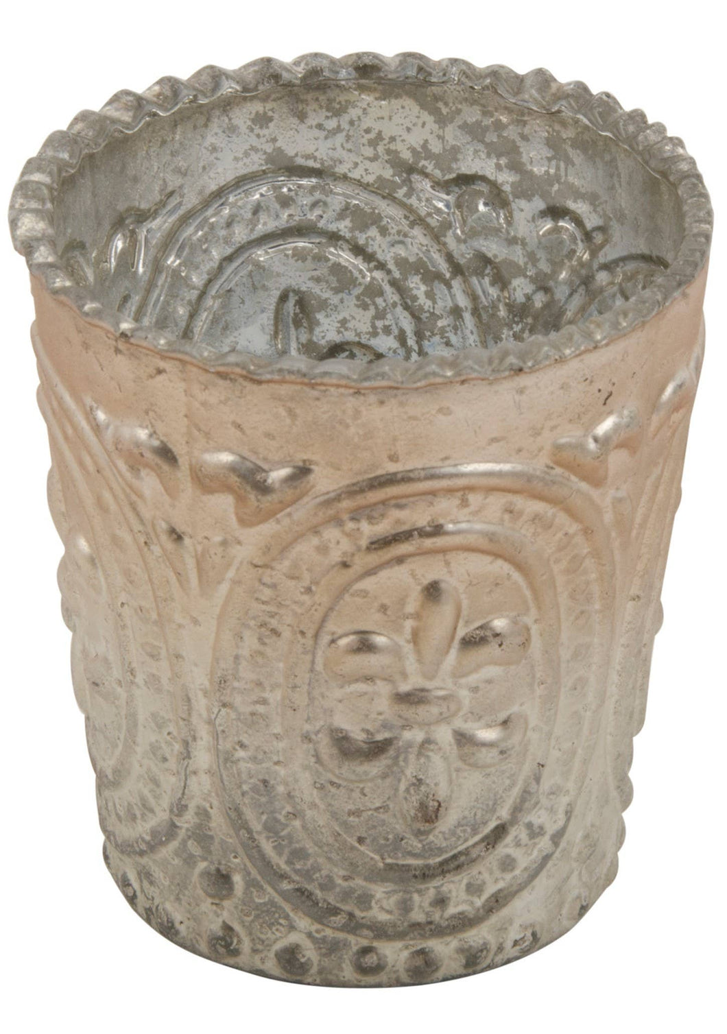 Antique Foiled Embossed Tealight Holder - Recycled Glass