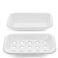 Load image into Gallery viewer, Two-Part Enamel Soap Dish - White
