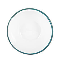 Load image into Gallery viewer, Argon Tableware White Enamel Bowl - 16cm - Green
