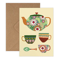 Floral Tea Set Greeting Card by Brie Harrison