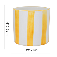 Load image into Gallery viewer, Paros Painted Stripe Pot - H16.5cm D17cm
