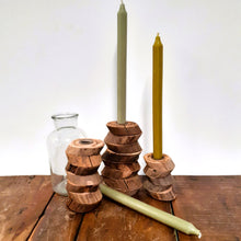 Load image into Gallery viewer, Hand Made Recycled Wood Candle Holders
