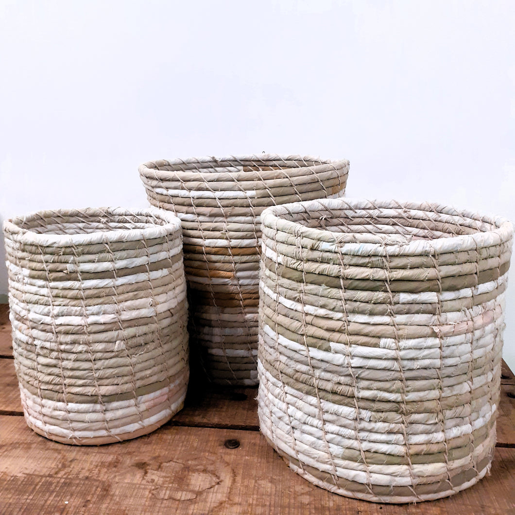 Recycled Cotton Baskets - (off white/grey/beige)