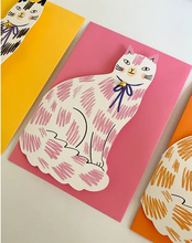 Load image into Gallery viewer, Sitting Kitty Shaped Greeting Card - Pink
