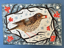 Load image into Gallery viewer, Christmas Card Pack - Song Thrush With Berries
