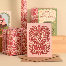 Load image into Gallery viewer, Paper Cut Heart -  Folk, Love Card
