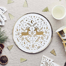 Load image into Gallery viewer, Reindeer Gold Foil Paper Plates 8 Pack
