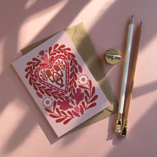 Load image into Gallery viewer, Paper Cut Heart -  Folk, Love Card
