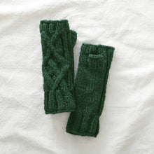 Load image into Gallery viewer, Cable Knit Wool Lined Wristwarmer Gloves
