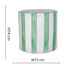 Load image into Gallery viewer, Paros Painted Stripe Pot - H14cm D15cm
