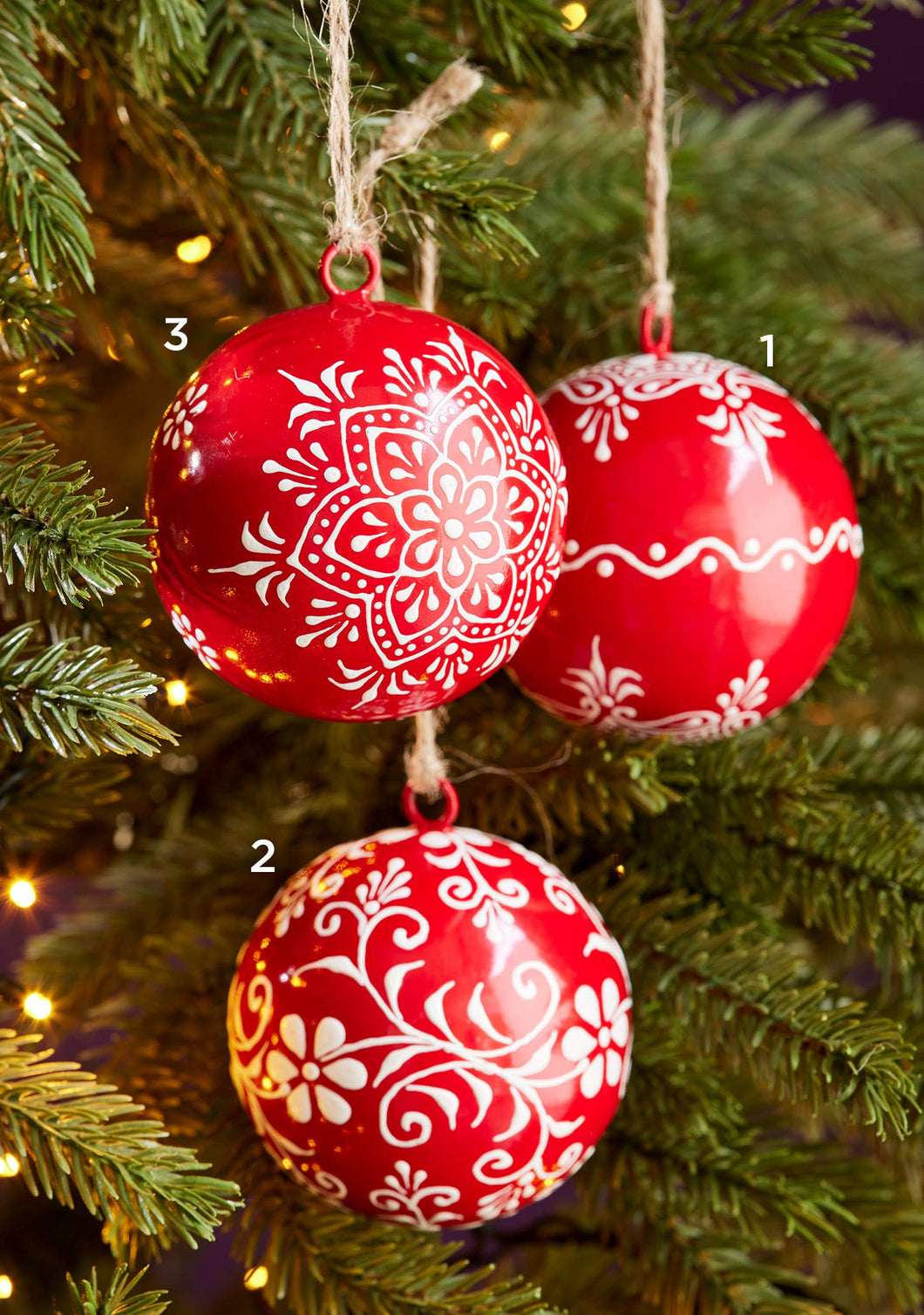 Hand Painted Red Bauble Decoration, Recycled iron