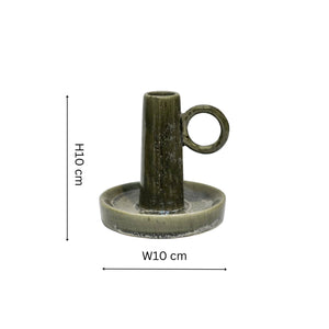 Bowen Ceramic Dinner Candle Holder With Handle H10cm D10cm