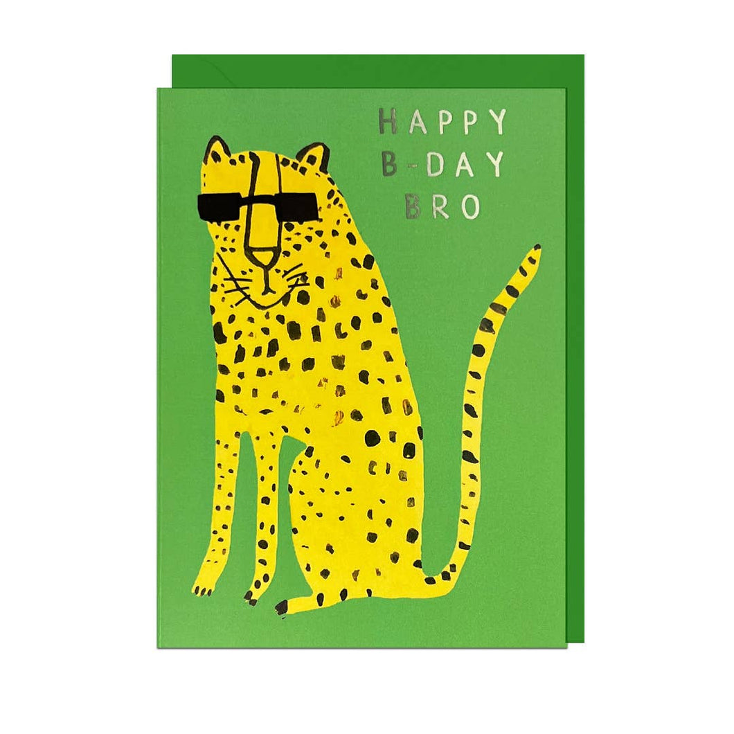 Happy Bday Bro - Foil, Green Envelope Card