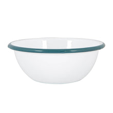 Load image into Gallery viewer, Argon Tableware White Enamel Bowl - 16cm - Green
