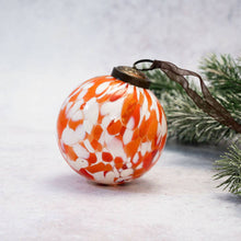 Load image into Gallery viewer, Tangerine Mouth Blown Glass Hanging Bauble - 7.5cm
