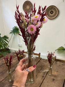 Mini Dried Flower Bunch + Mini Glass Vase £12