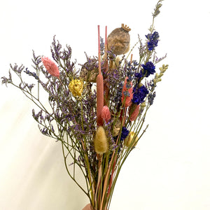 Dried Flower Bunch - Blue & Pink