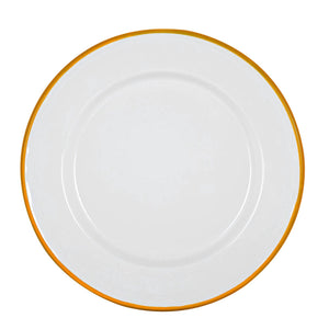 Argon Tableware White Enamel Dinner Plate - 25.5cm - Yellow