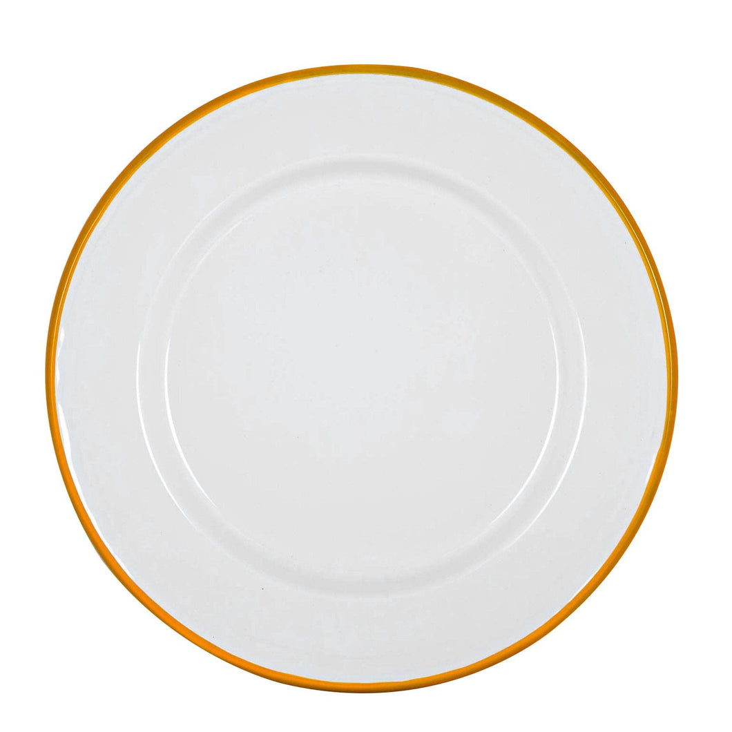 Argon Tableware White Enamel Dinner Plate - 25.5cm - Yellow