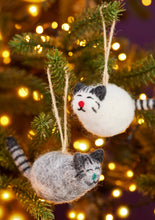 Load image into Gallery viewer, Felt Cat With Stripey Tail Decoration
