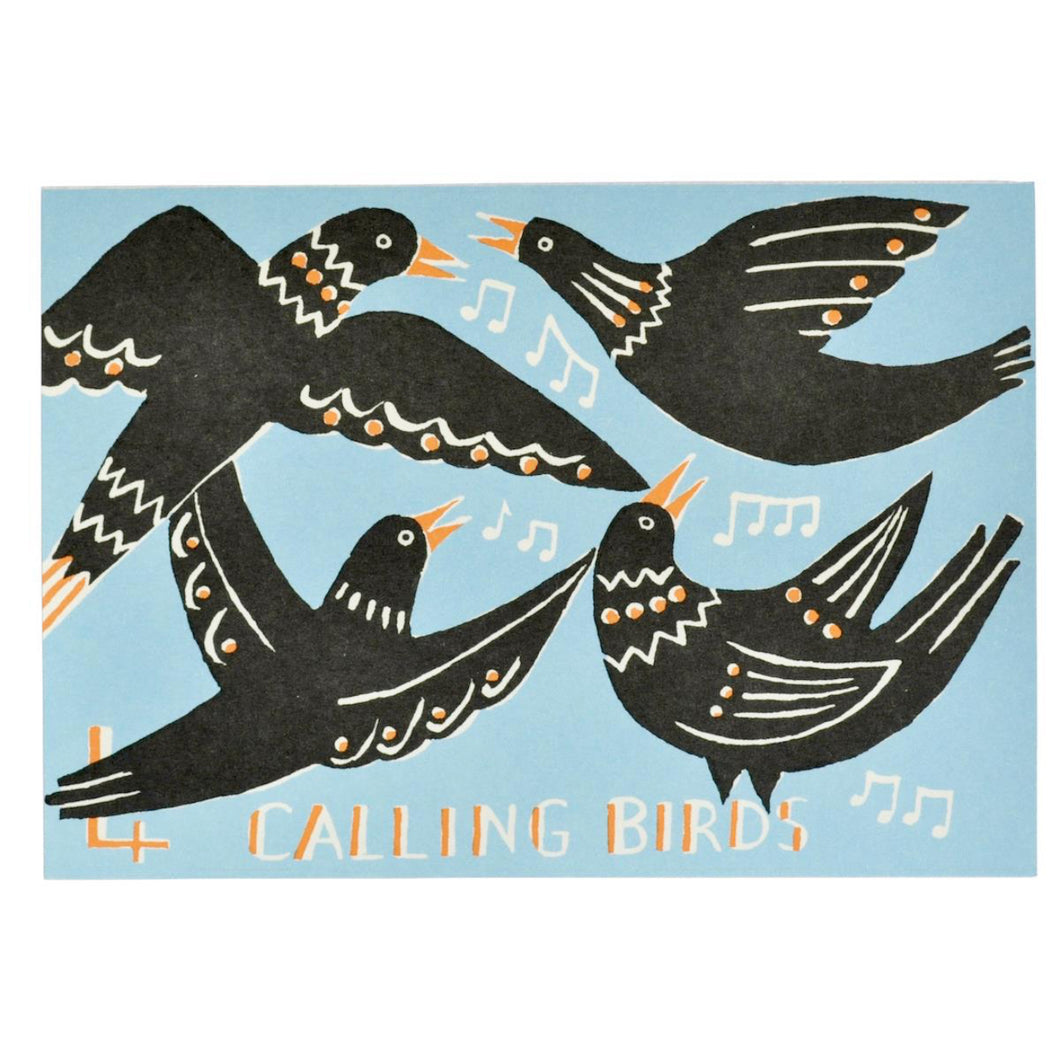 Four Calling Birds Card - Cambridge Imprint
