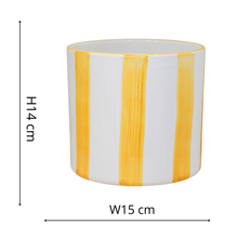 Load image into Gallery viewer, Paros Painted Stripe Pot - H14cm D15cm
