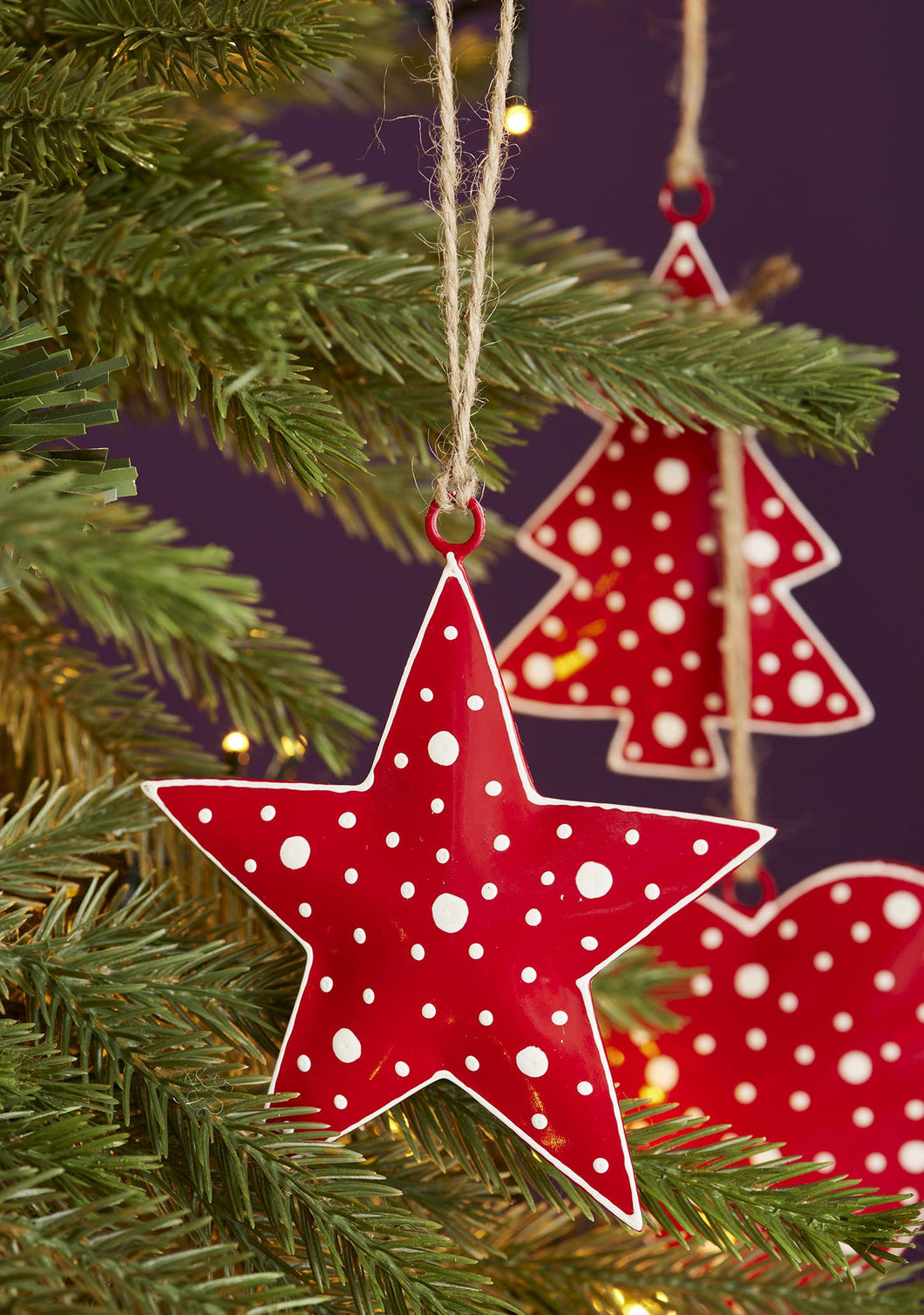 Dotty Red Star Decoration- hand-painted Recycled Iron