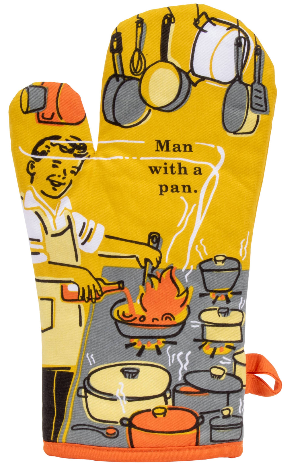 Man With A Pan Oven Glove