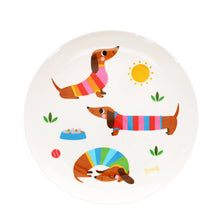 Load image into Gallery viewer, Children&#39;s melamine plate - Sunny Sausage Dog
