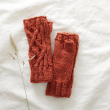 Load image into Gallery viewer, Cable Knit Wool Lined Wristwarmer Gloves
