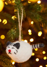 Load image into Gallery viewer, Felt Cat With Stripey Tail Decoration
