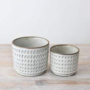 Ceramic Cream Glazed Planter, 14cm