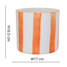 Load image into Gallery viewer, Paros Painted Stripe Pot - H16.5cm D17cm
