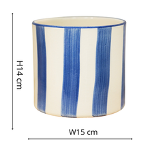 Load image into Gallery viewer, Paros Painted Stripe Pot - H14cm D15cm
