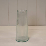 Clear Tall Ribbed Vase